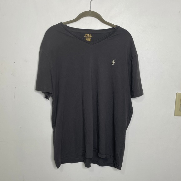 Polo Ralph Lauren Other - Polo Ralph Lauren Mens V-Neck T-Shirt Charcoal Grey Large Pony Logo Cotton Tee